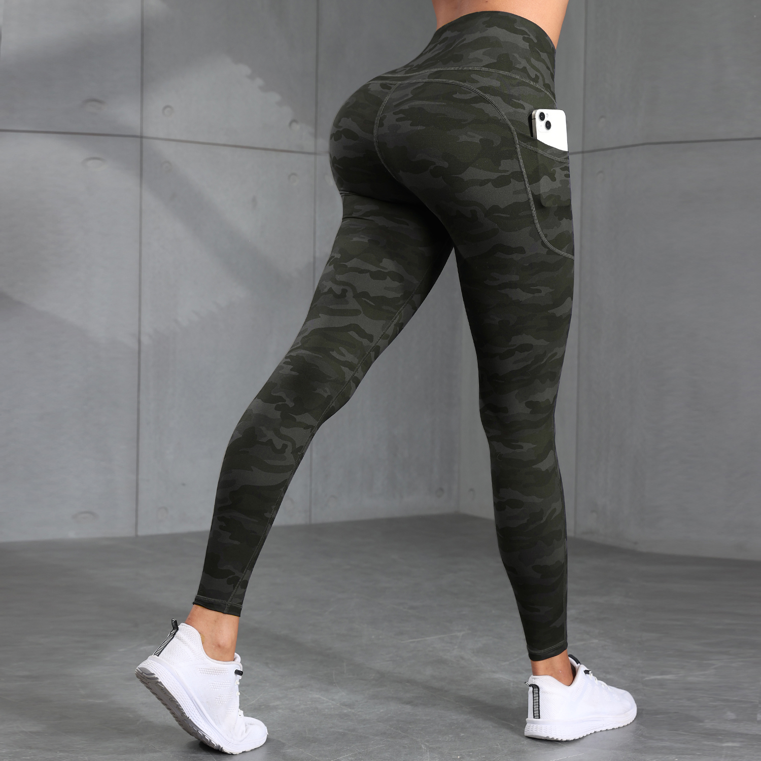 Outdoor Sport Leggings - Camouflage Pockets Hight Waist Women Gym