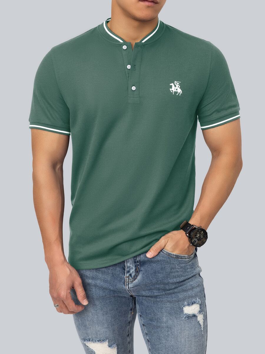 Men's Green Henley Polo Shirt  - Polo Shirt Equestrian บทวิจารณ์และราคา