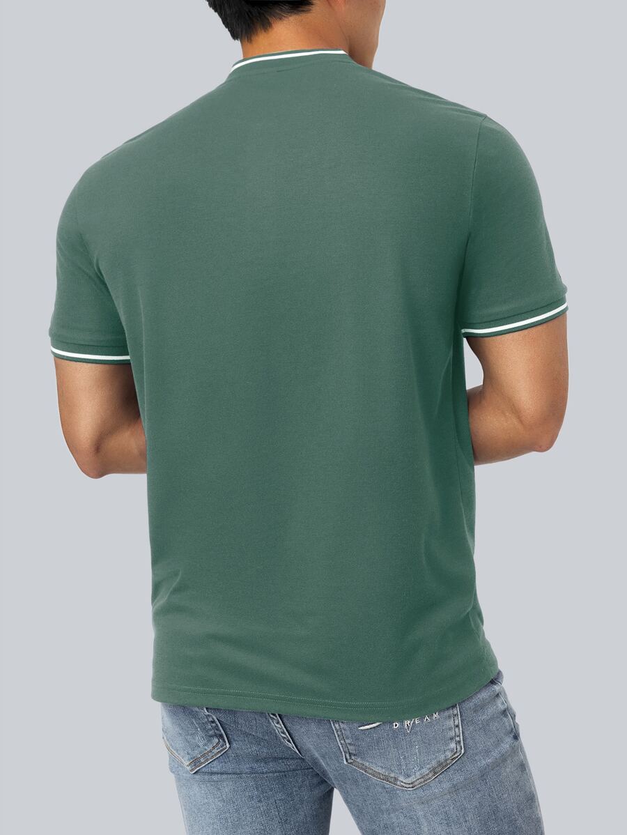 Men's Green Henley Polo Shirt  - Polo Shirt Equestrian บทวิจารณ์และราคา