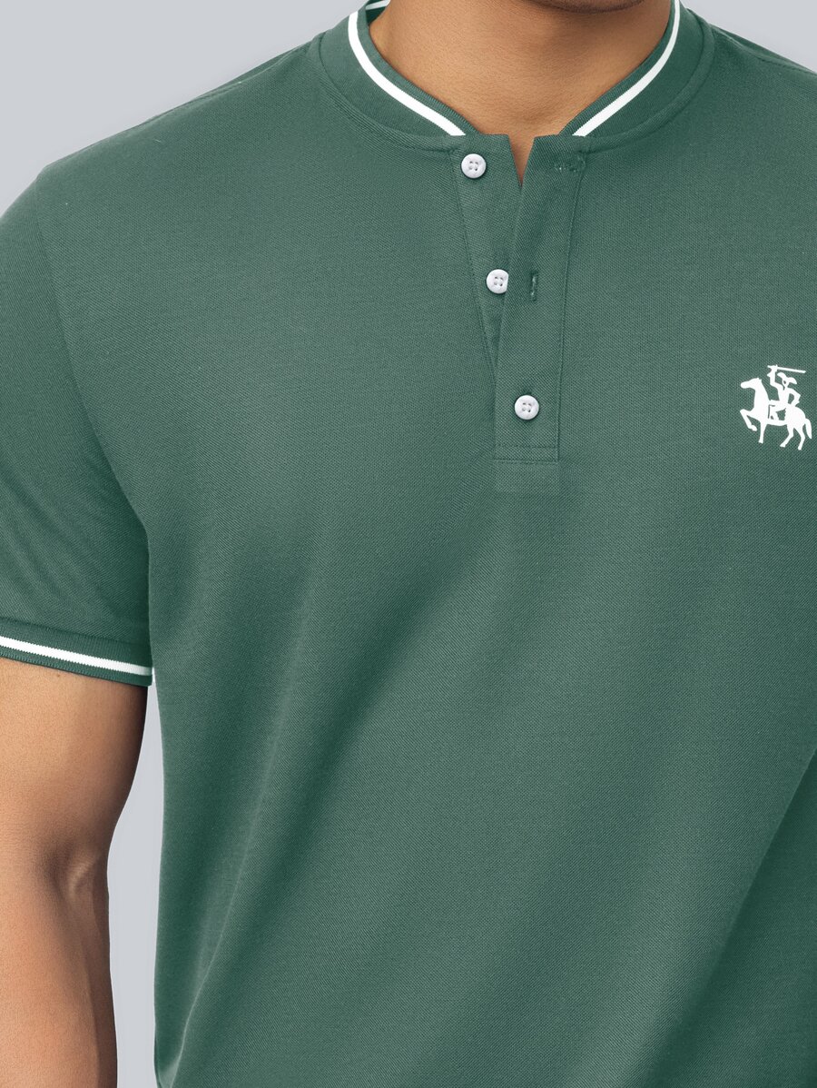 Men's Green Henley Polo Shirt  - Polo Shirt Equestrian บทวิจารณ์และราคา