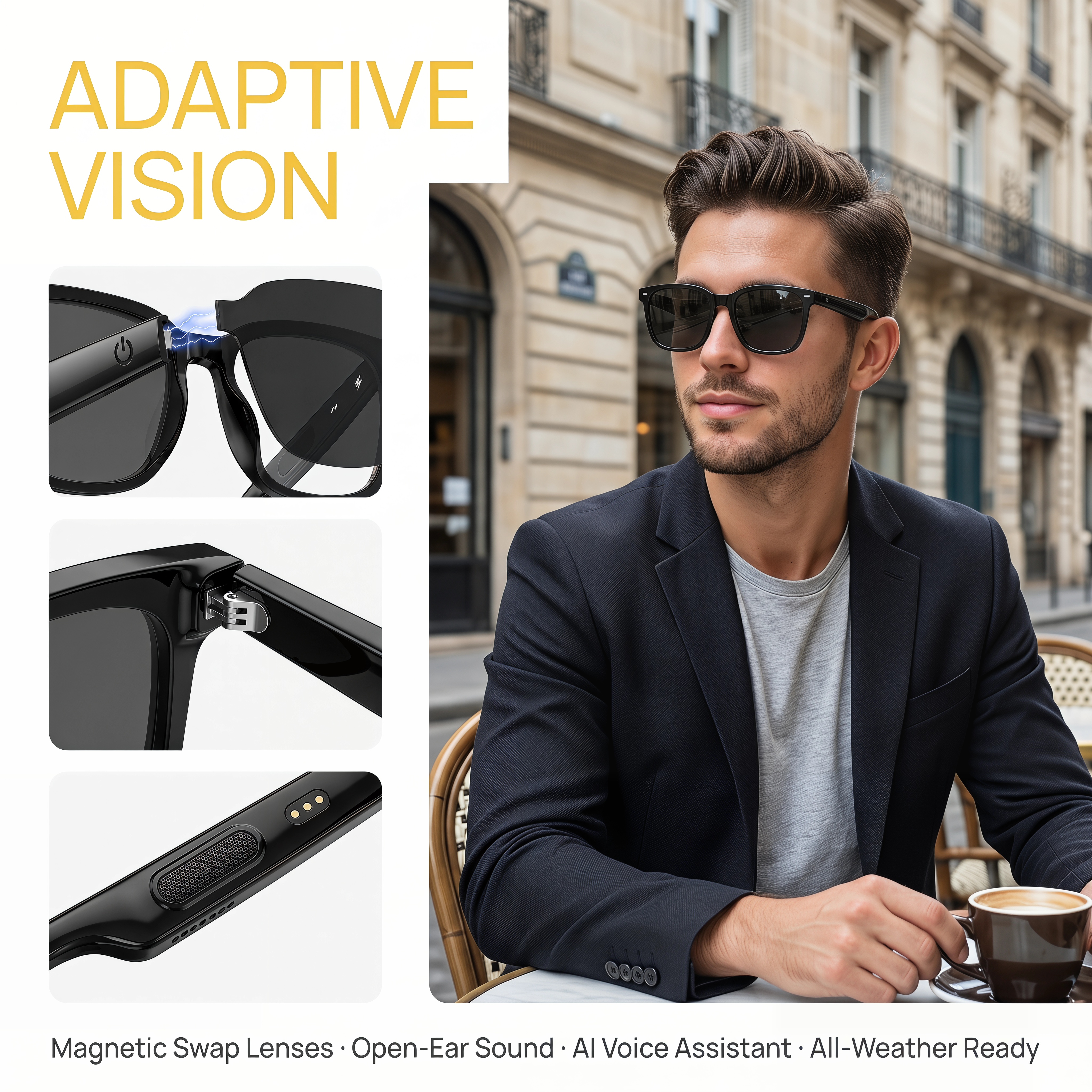 AI Open-Ear Bluetooth Glasses  - Outdoor Sport Bag บทวิจารณ์และราคา