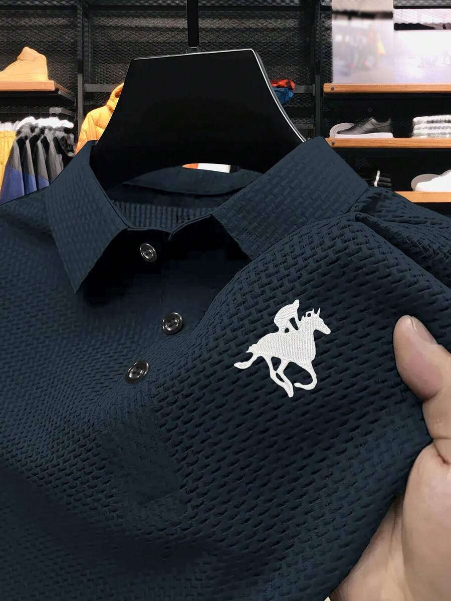 Men's Textured Polo Shirt with - Polo Shirt Equestrian บทวิจารณ์และราคา