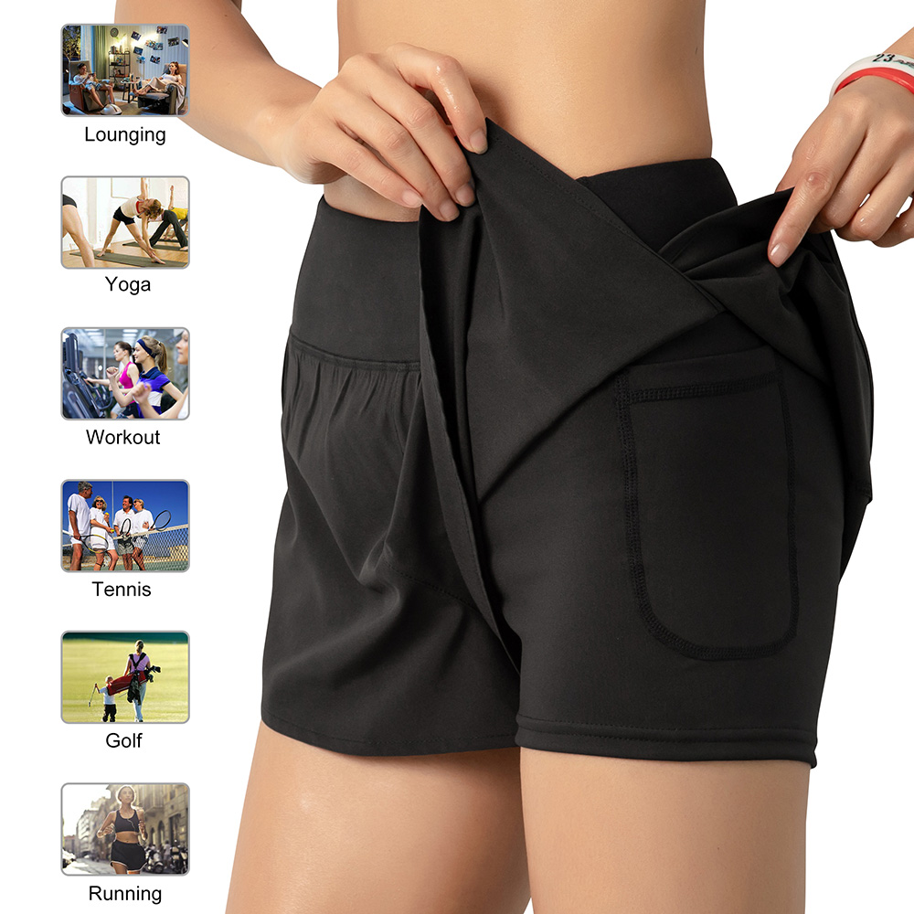 Women Running Shorts 2-in-1 wi - Outdoor Sport Leggings บทวิจารณ์และราคา