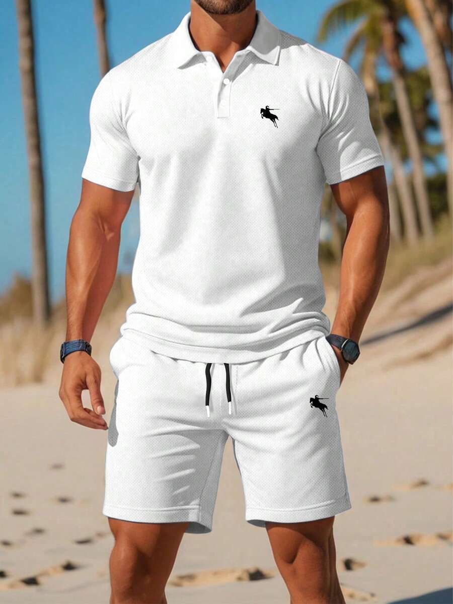 Men's White Casual Polo Shirt  - Polo Shirt Equestrian บทวิจารณ์และราคา