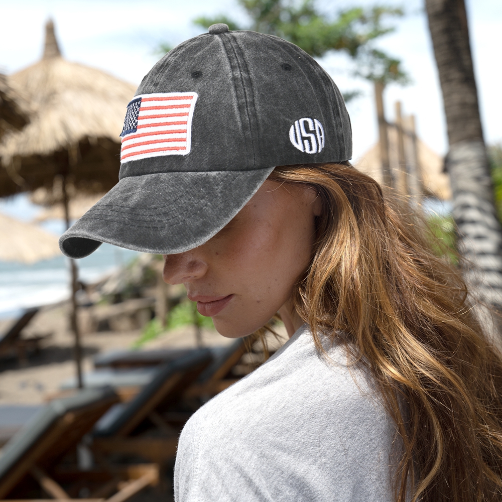 Unisex Washed Cotton USA Flag  - Outdoor Sport Usa บทวิจารณ์และราคา
