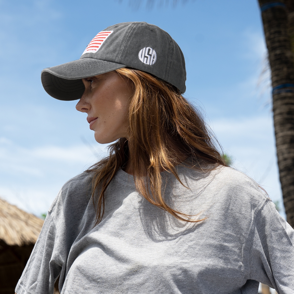 Unisex Washed Cotton USA Flag  - Outdoor Sport Usa บทวิจารณ์และราคา