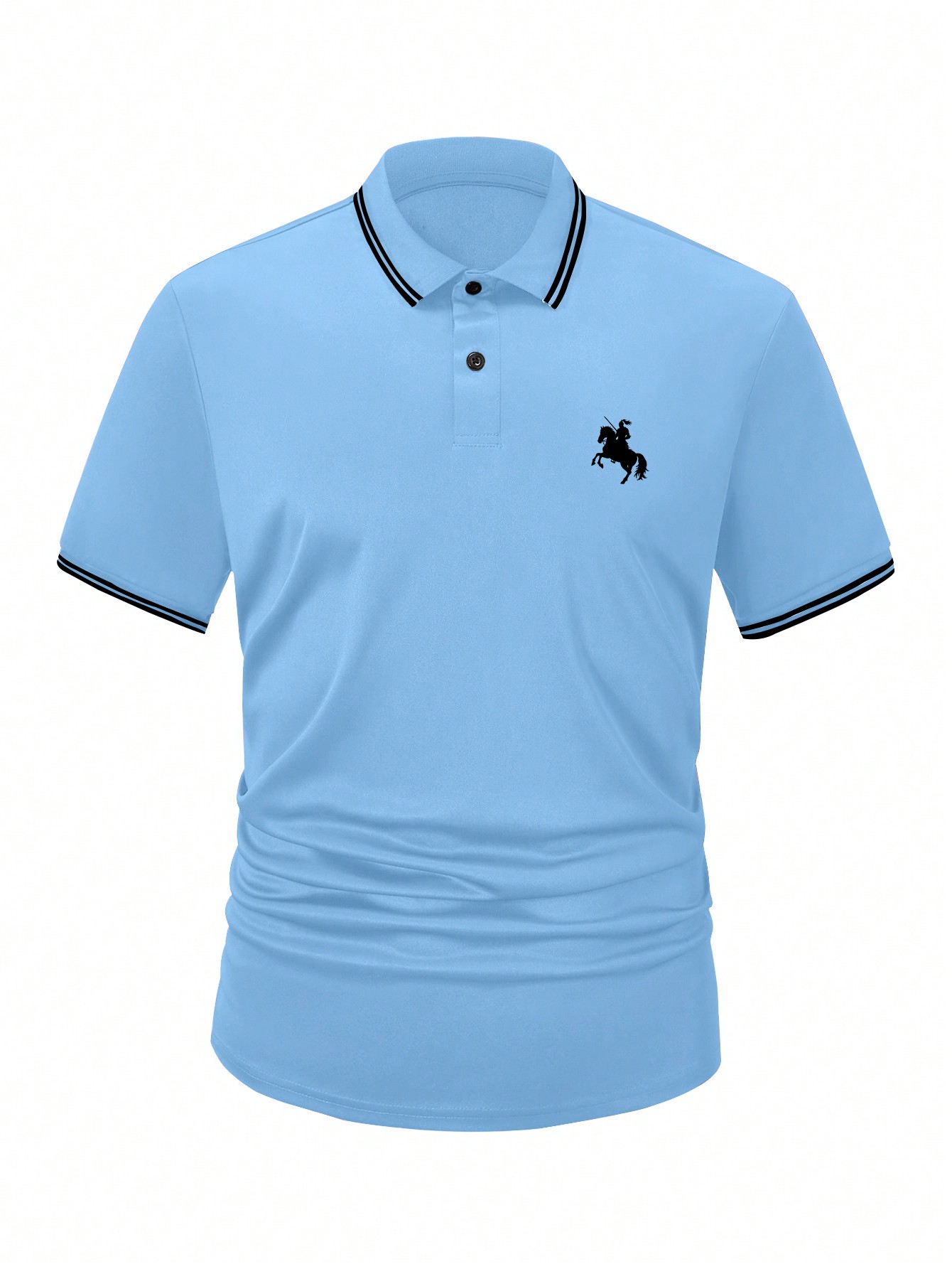 Men's Light Blue Short Sleeve  - Polo Shirt Equestrian บทวิจารณ์และราคา
