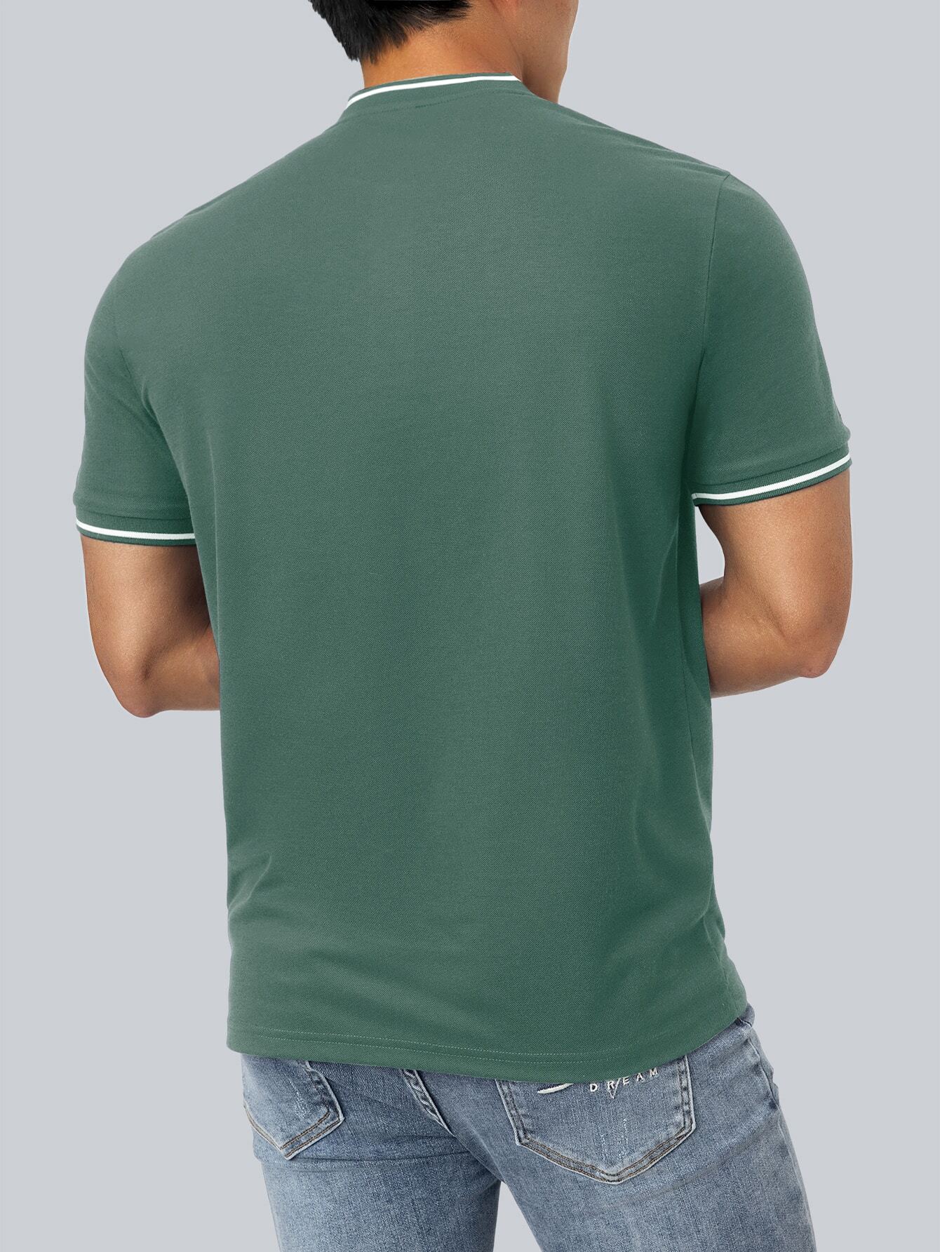 Men's Green Henley Polo Shirt  - Polo Shirt Equestrian บทวิจารณ์และราคา