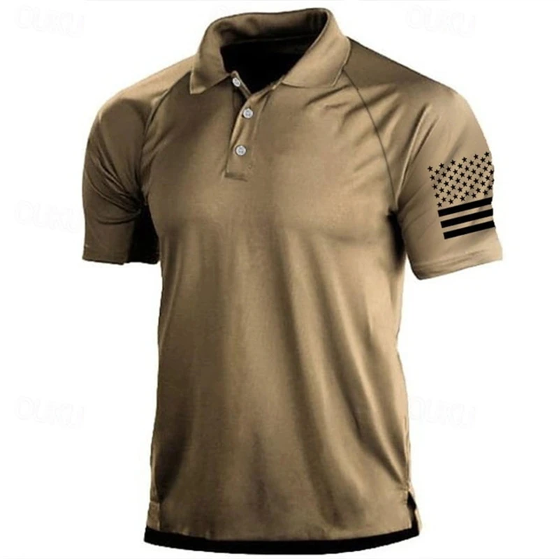 3D Print USA Flag Pattern Polo - Outdoor Sport Usa บทวิจารณ์และราคา