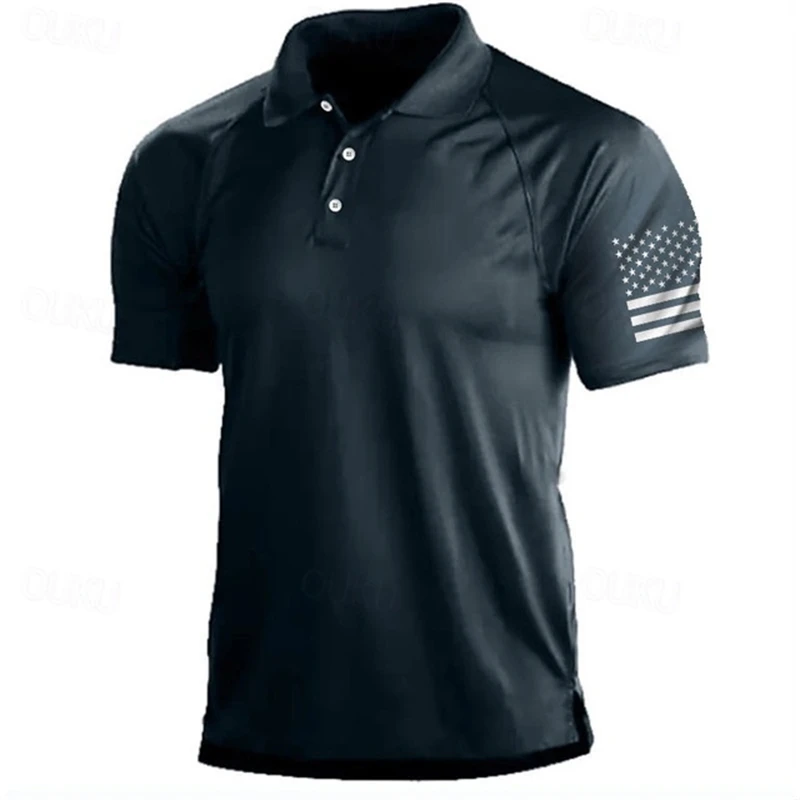 3D Print USA Flag Pattern Polo - Outdoor Sport Usa บทวิจารณ์และราคา