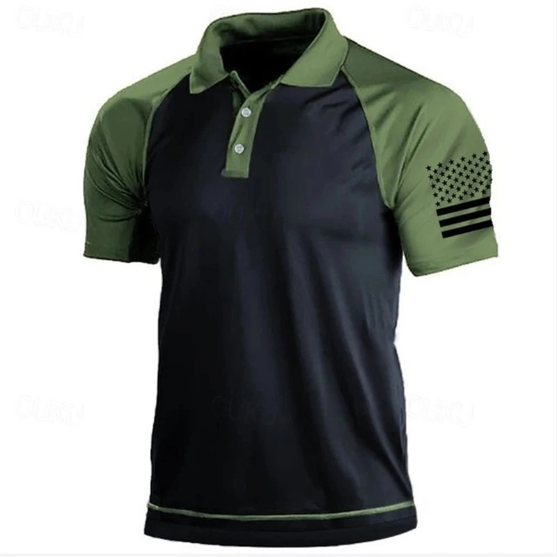 3D Print USA Flag Pattern Polo - Outdoor Sport Usa บทวิจารณ์และราคา
