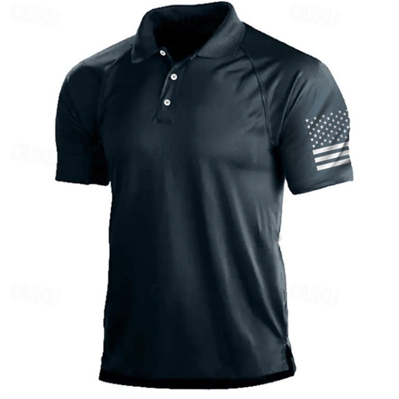 3D Print USA Flag Pattern Polo - Outdoor Sport Usa บทวิจารณ์และราคา