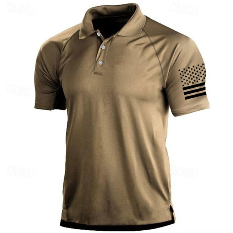 3D Print USA Flag Pattern Polo - Outdoor Sport Usa บทวิจารณ์และราคา