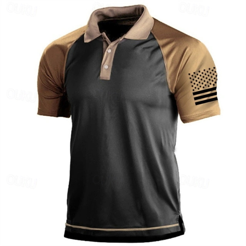 3D Print USA Flag Pattern Polo - Outdoor Sport Usa บทวิจารณ์และราคา