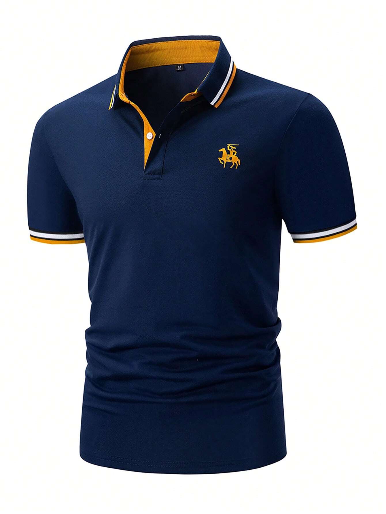 Men's Navy Blue Polo Shirt wit - Polo Shirt Equestrian บทวิจารณ์และราคา